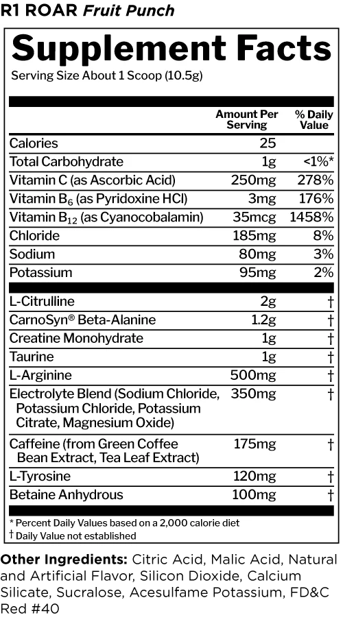 Rule 1 Roar Pre Workout Fruit Punch