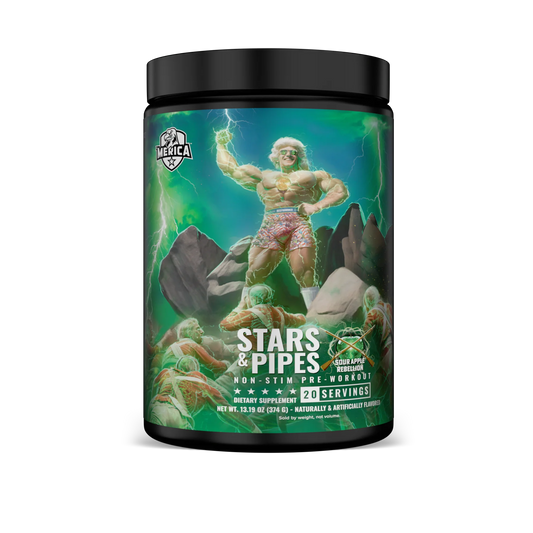 Merica Labz Stars & Pipes Non-Stim Pre Workout Sour Apple Rebellion
