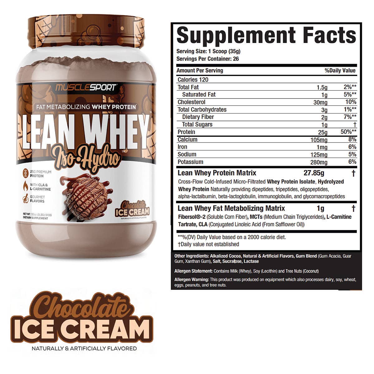 Lean Whey™ 2lb Premium Whey Protein Isolate: Pistachio Ice Cream