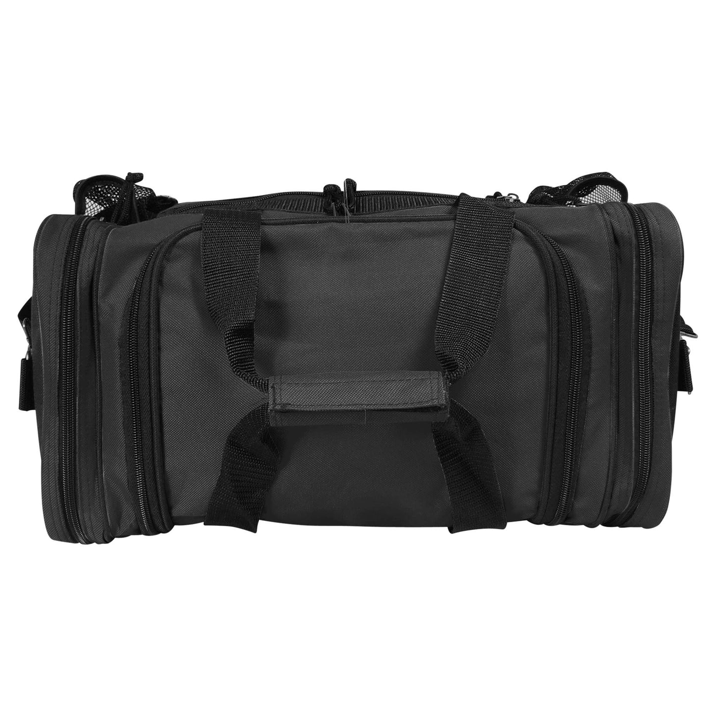 Duffle Bag Front Mesh Pockets: Black