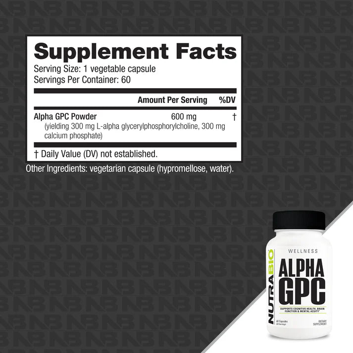 Nutrabio Alpha GPC 600mg 60ct