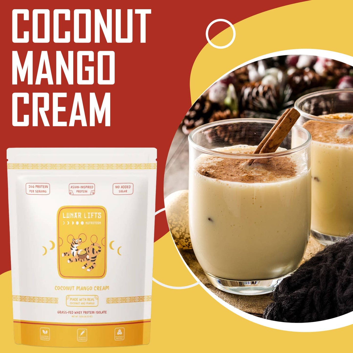 Coconut Mango Cream - Grass-fed Whey Isolate Boba Tea Protein Powder