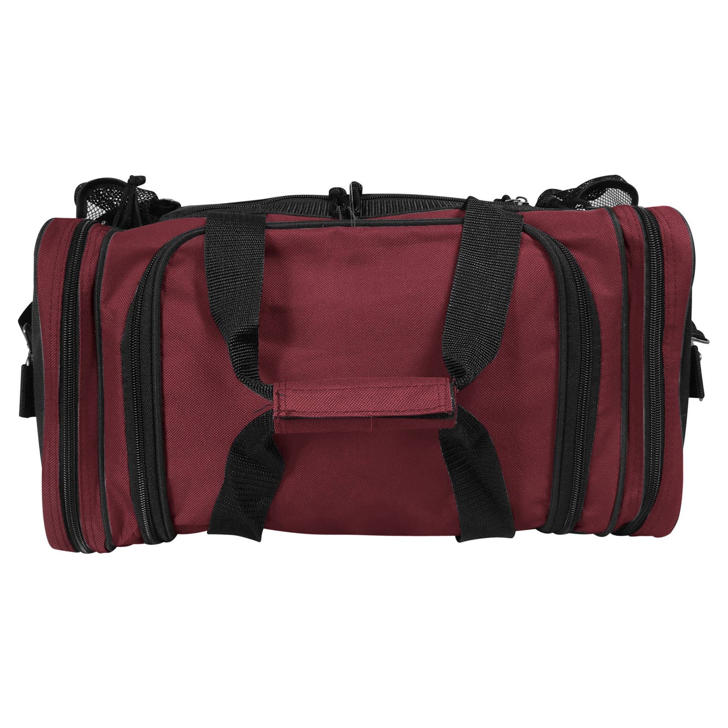 Duffle Bag/ Gym Bag Front Mesh Pockets: Maroon