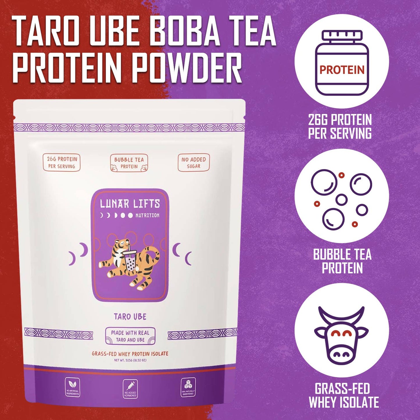 Taro Ube - Grass-fed Whey Isolate Boba Tea Protein Powder