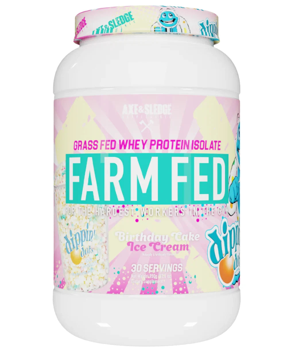 Axe & Sledge Farm Fed Protein Birthday Cake Ice Cream Dippin Dots