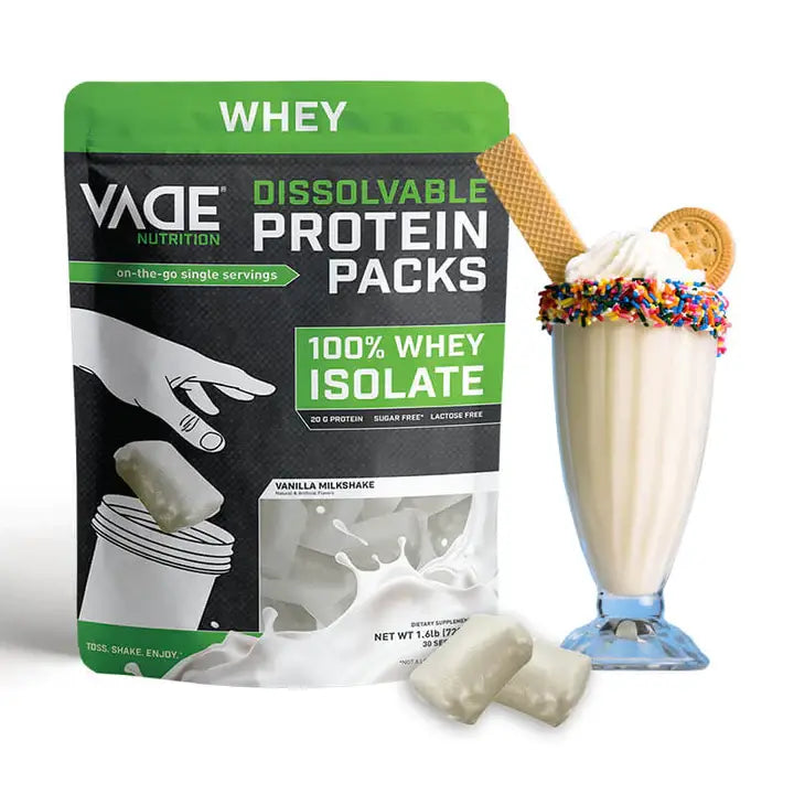 Vade Protein Packs Vanilla Milkshake - 100% Whey Isolate Protein: 30ct