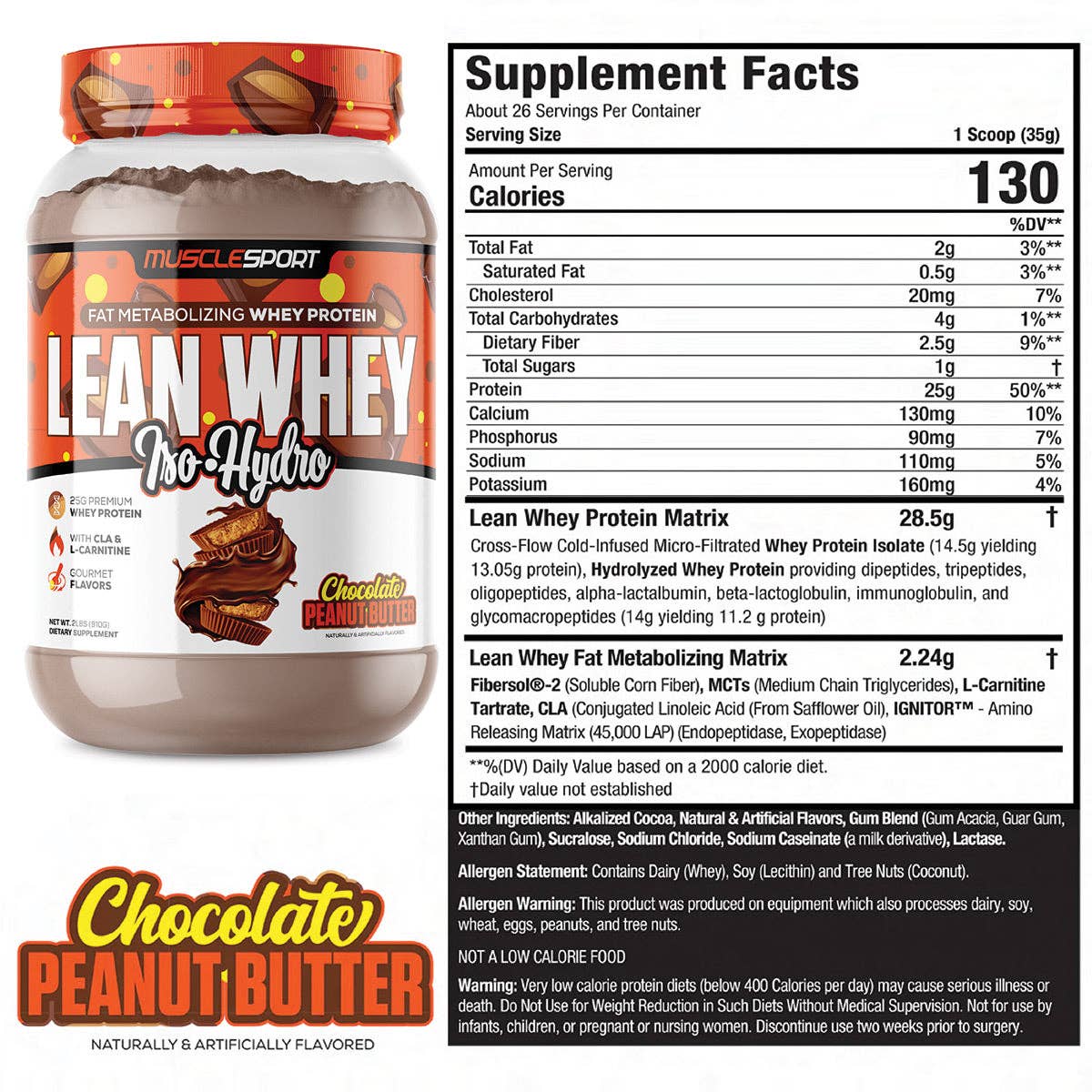 Lean Whey™ 2lb Premium Whey Protein Isolate: Carrot Cake