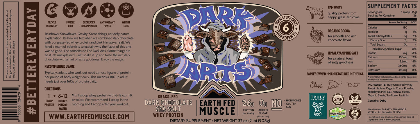 Earth Fed Dark Arts Salted Chocolate Grass Fed Protein