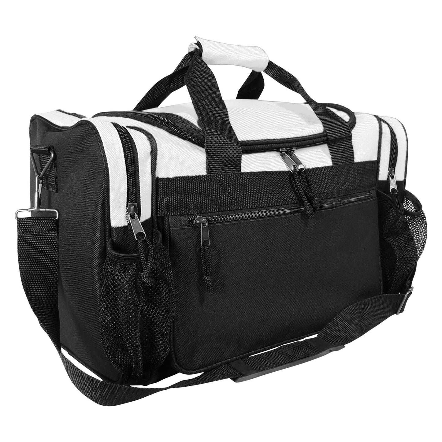 Duffle Bag / Gym Bag Front Mesh Pockets: White