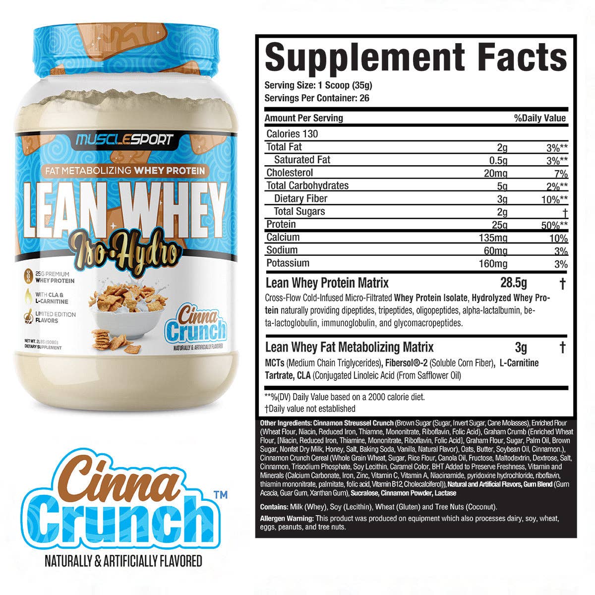 Lean Whey™ 2lb Premium Whey Protein Isolate: Carrot Cake