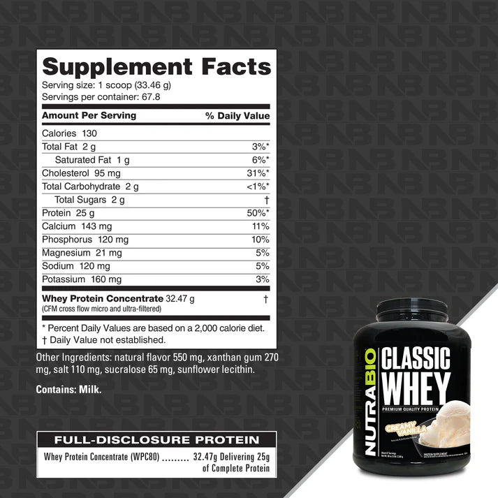 Nutrabio Classic Whey Protein Creamy Vanilla 5lb