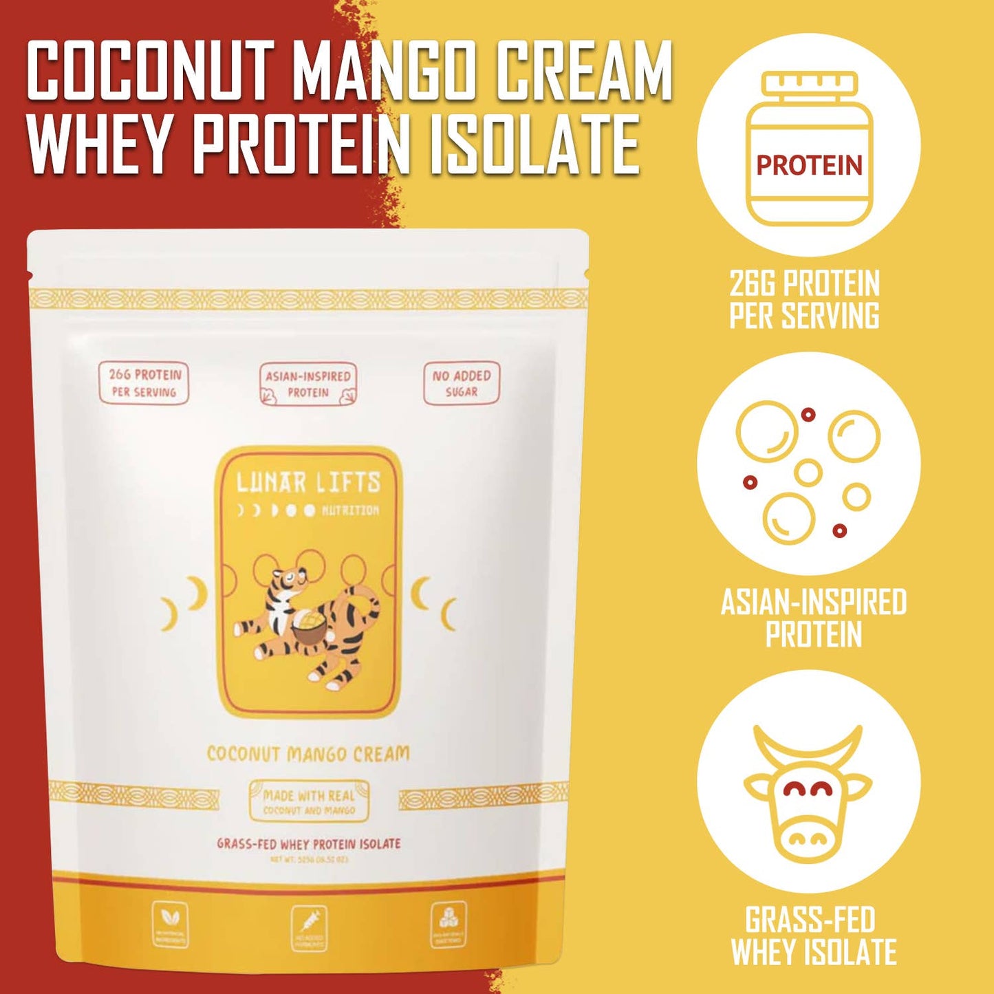 Coconut Mango Cream - Grass-fed Whey Isolate Boba Tea Protein Powder
