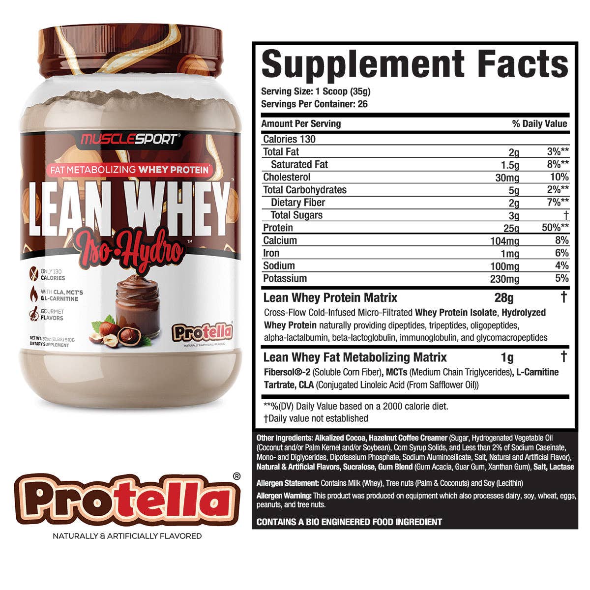 Lean Whey™ 2lb Premium Whey Protein Isolate: Carrot Cake