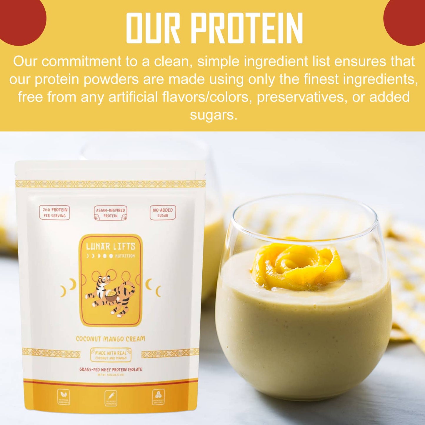 Coconut Mango Cream - Grass-fed Whey Isolate Boba Tea Protein Powder