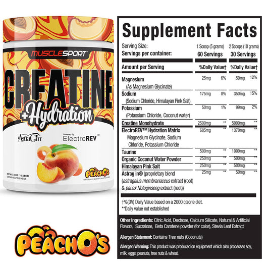Creatine + Hydration™ 300 Grams: Peach O's
