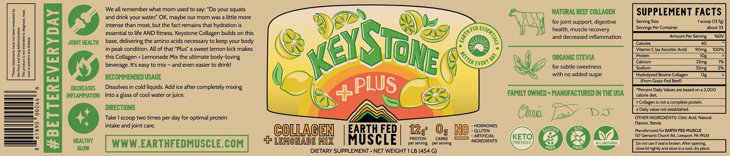 Earth Fed-Keystone Plus Collagen Lemonade Mix