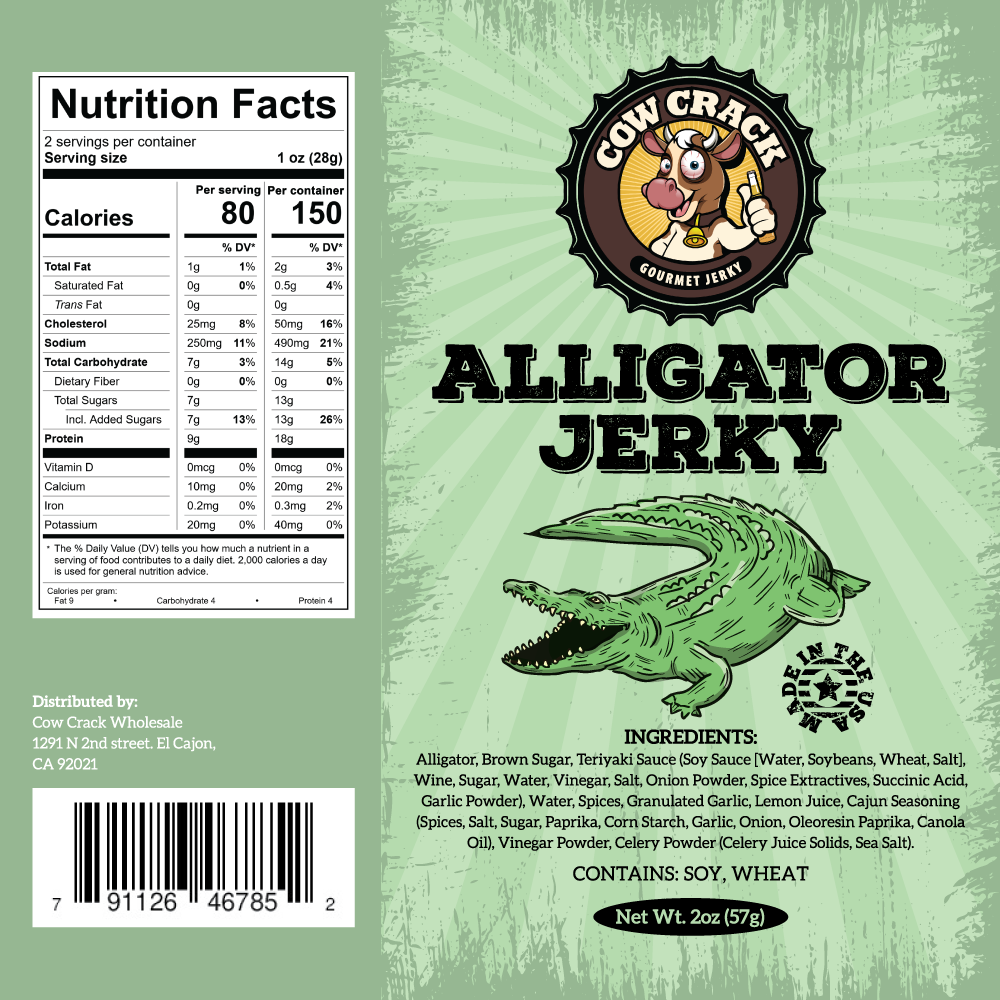 Cow Crack Alligator Jerky 2 oz