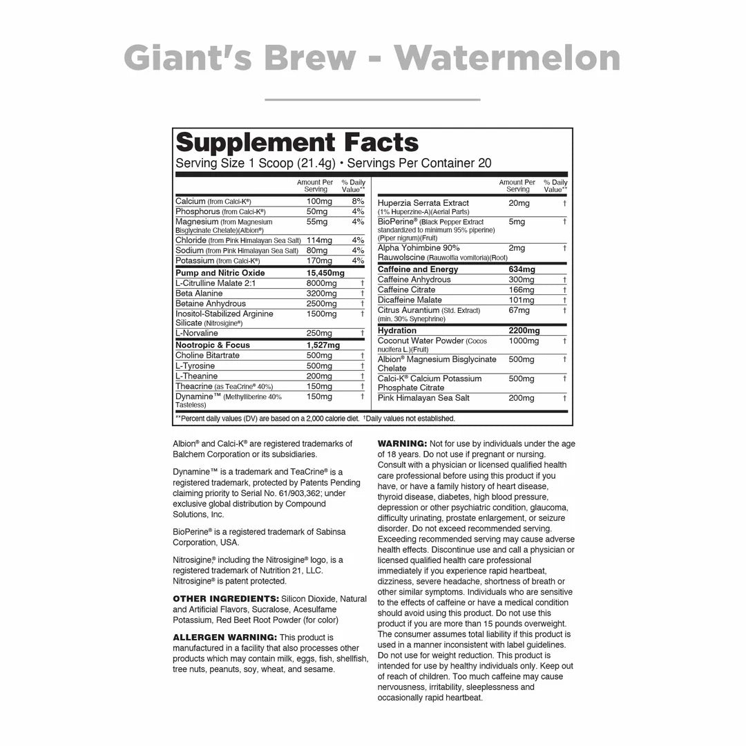 Nutrithority Giants Brew Preworkout Watermelon