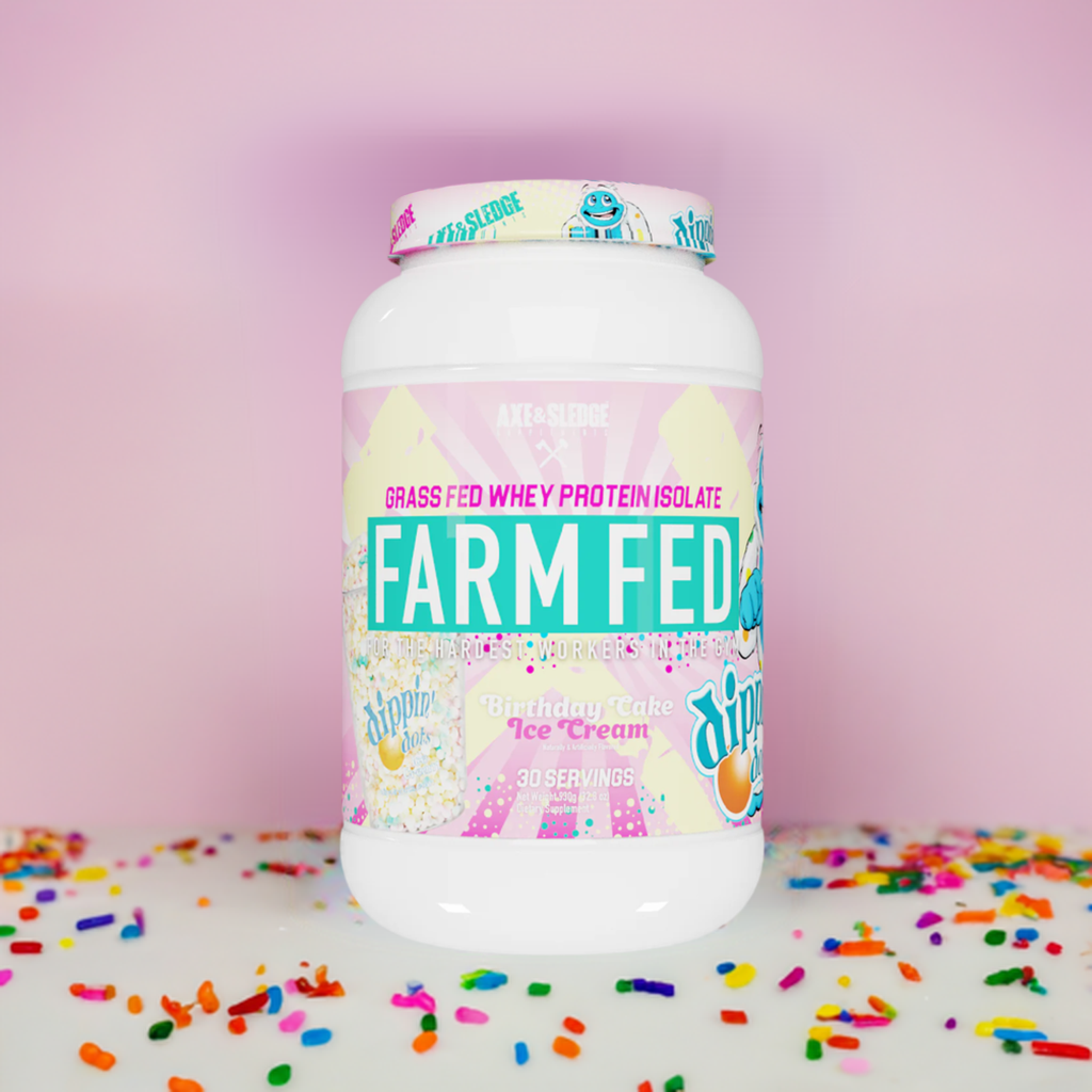 Axe & Sledge Farm Fed Protein Birthday Cake Ice Cream Dippin Dots