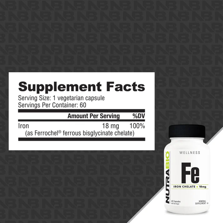 Nutrabio Iron Chelate 18mg 60ct