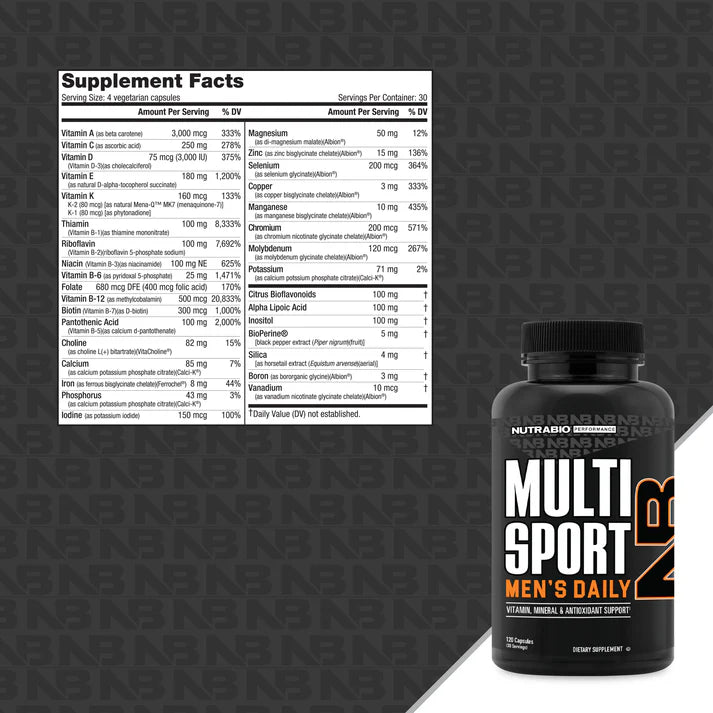 Nutrabio Mens Multi Sport Daily Vitamin