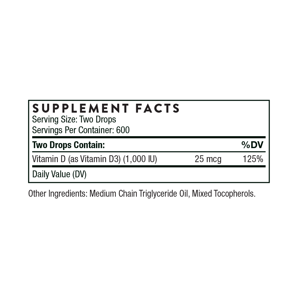 Thorne Vitamin D liquid 1000iu