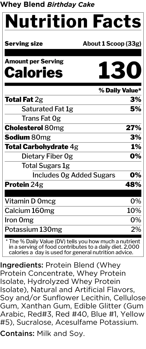 Rule 1 Whey Blend Protein 2lb Birthday Cake