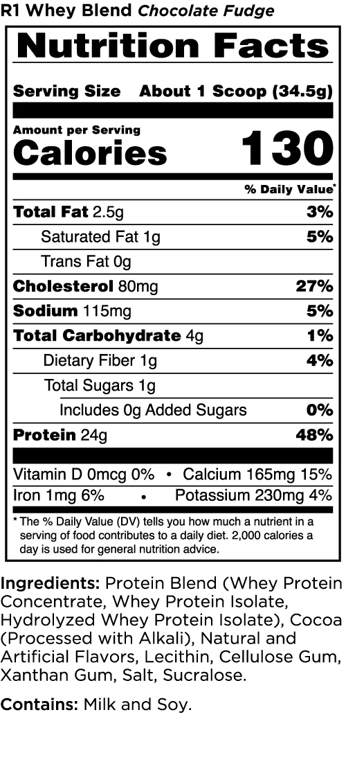 Rule 1 Whey Blend Protein 2lb Chocolate Fudge