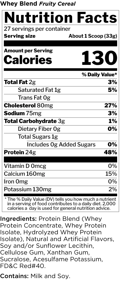 Rule 1 Whey Blend Protein 2lb Fruity Cereal